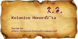 Kolonics Honoráta névjegykártya